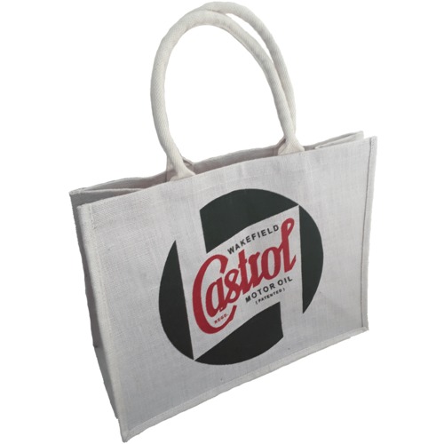 Castrol Classic Jute Shopper With Short Handle - White