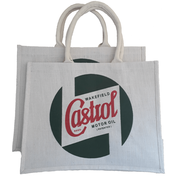 Castrol Classic Jute Shopper With Short Handle - White