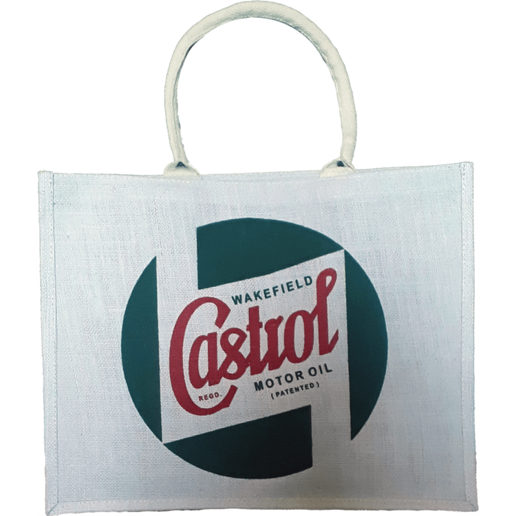 Castrol Classic Jute Shopper With Short Handle - White